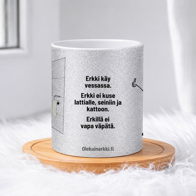 Erkillä ei vapa väpätä 0013 |  Glittermuki 330ml