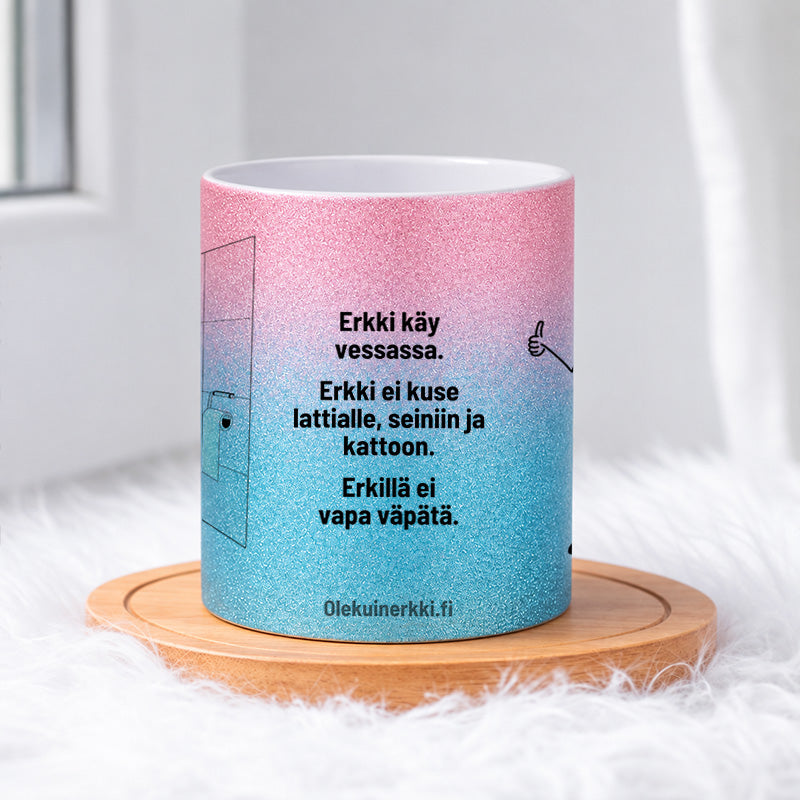 Erkillä ei vapa väpätä 0013 |  Glittermuki 330ml