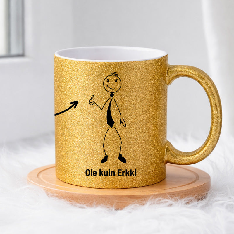 Erkillä on vain yksi naama 0012 |  Glittermuki 330ml
