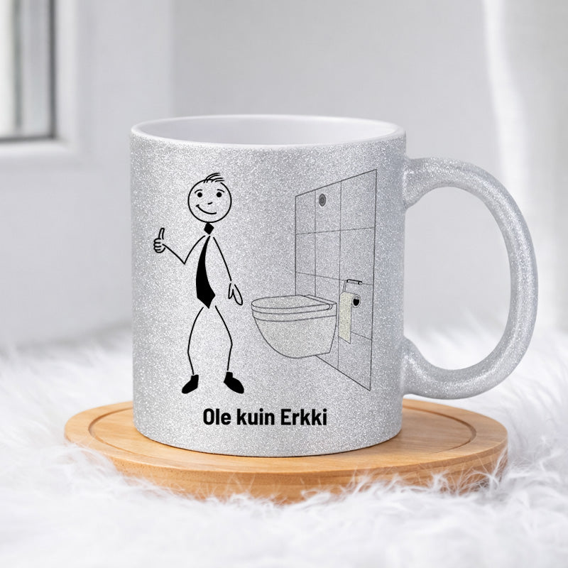Erkillä ei vapa väpätä 0013 |  Glittermuki 330ml
