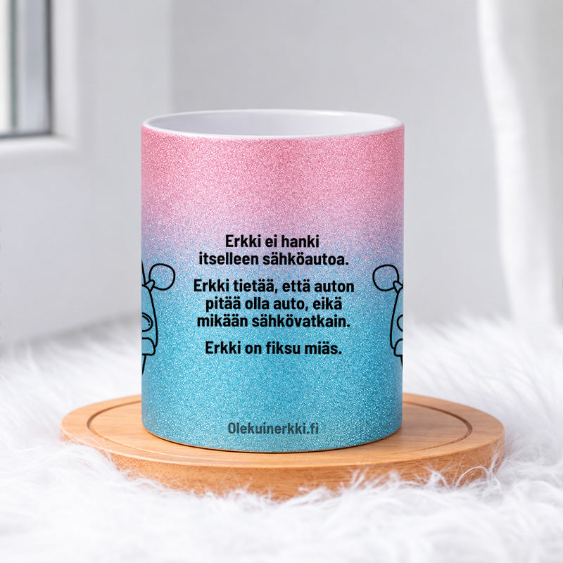 Erkki ei hanki sähköautoa 0025 |  Glittermuki 330ml