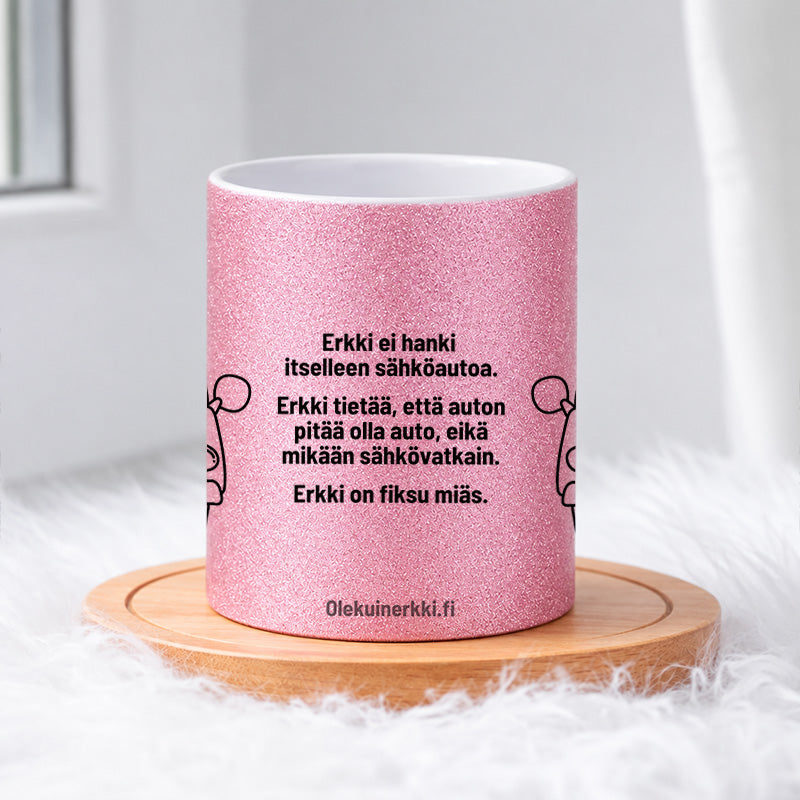 Erkki ei hanki sähköautoa 0025 |  Glittermuki 330ml