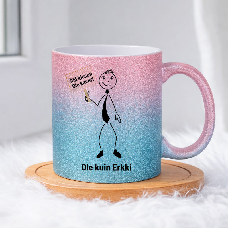 Erkki ei kiusaa ketään 0017 |  Glittermuki 330ml