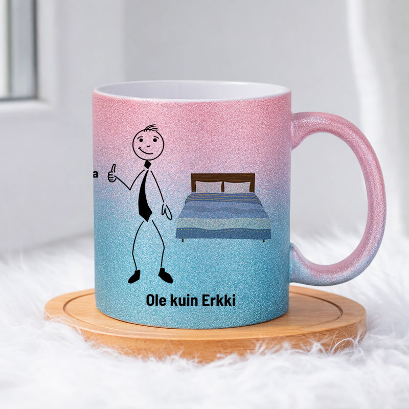 Erkki ei painele torkuta nappia 0026 |  Glittermuki 330ml