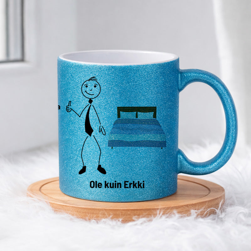 Erkki ei painele torkuta nappia 0026 |  Glittermuki 330ml