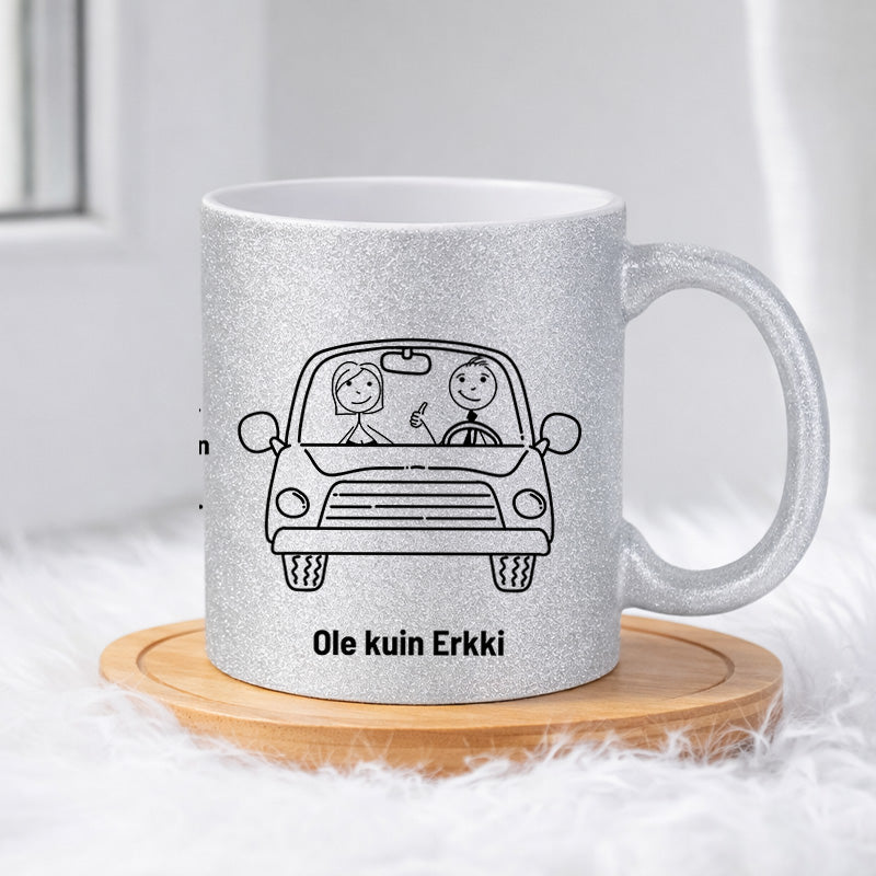 Erkki ei hanki sähköautoa 0025 |  Glittermuki 330ml