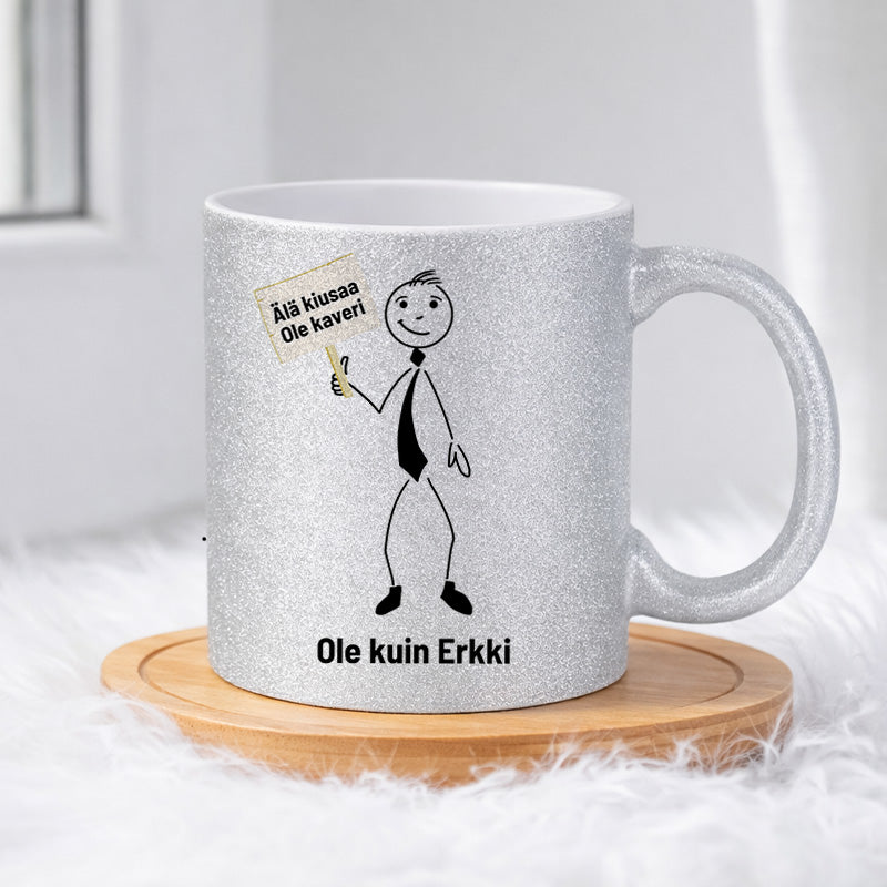 Erkki ei kiusaa ketään 0017 |  Glittermuki 330ml