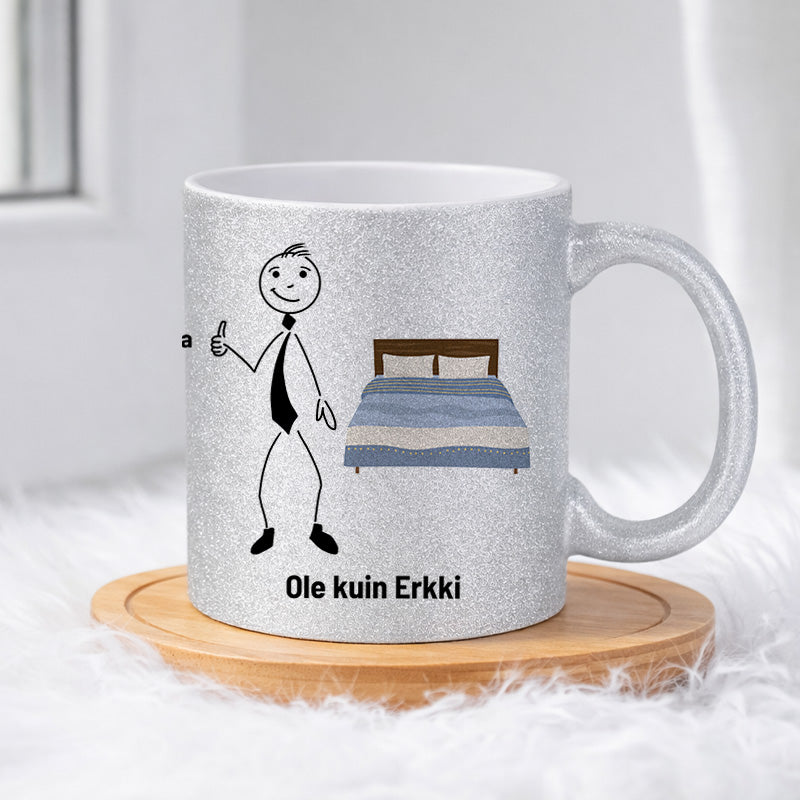 Erkki ei painele torkuta nappia 0026 |  Glittermuki 330ml