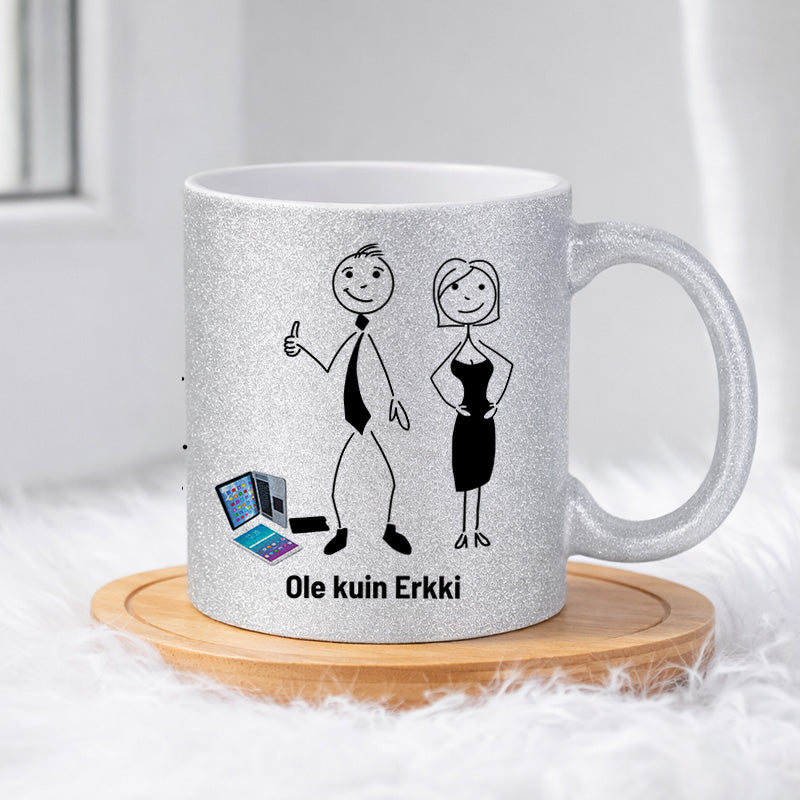 Erkki ei räpellä älylaitteita 0029 |  Glittermuki 330ml
