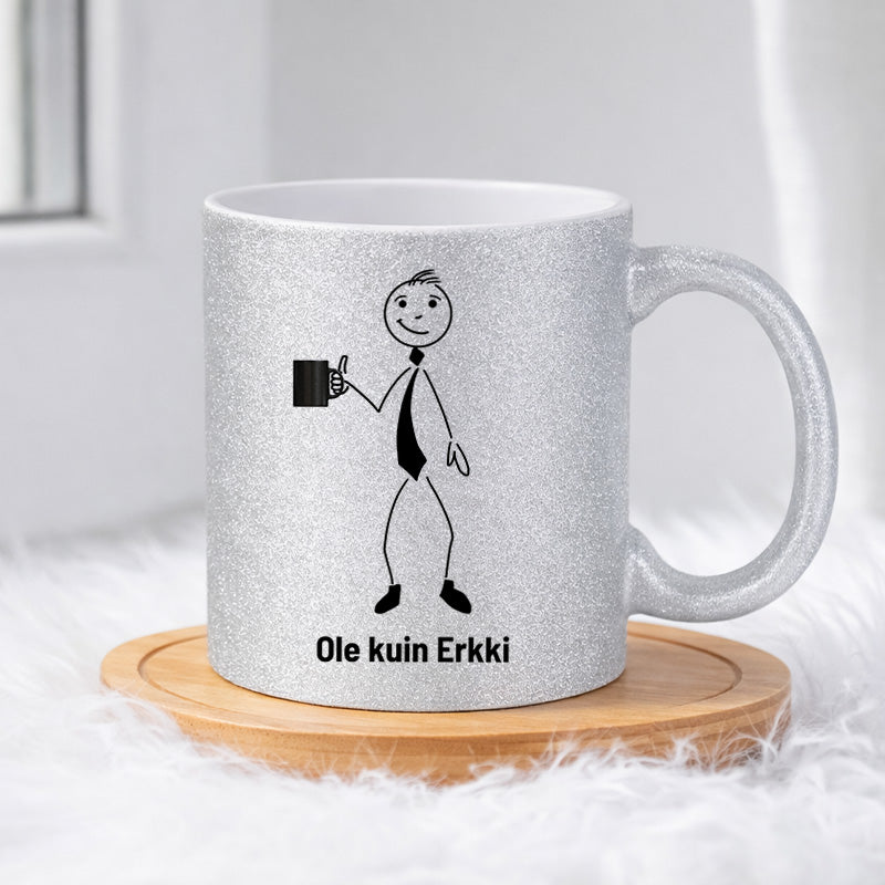 Erkki ja aamukahvi 0005 |  Glittermuki 330ml