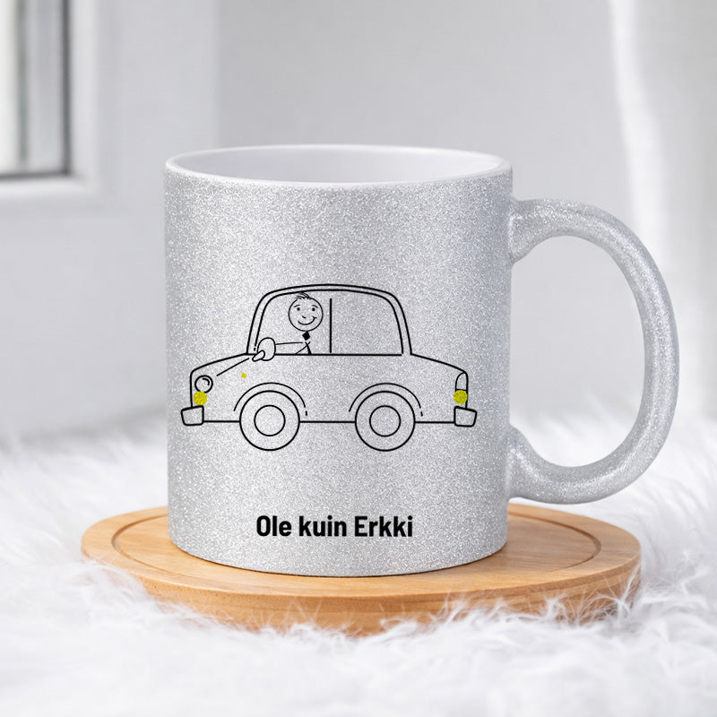 Erkki käyttää kääntyessään vilkkua 0016 |  Glittermuki 330ml