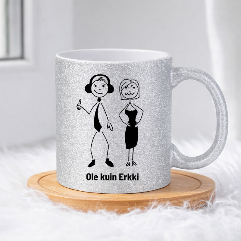 Irmeli nalkuttaa Erkille 0015 |  Glittermuki 330ml