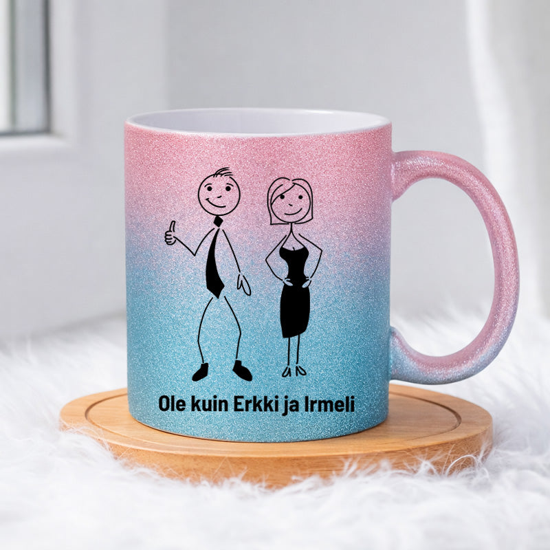 Ole kuin Erkki ja Irmeli 0018 |  Glittermuki 330ml