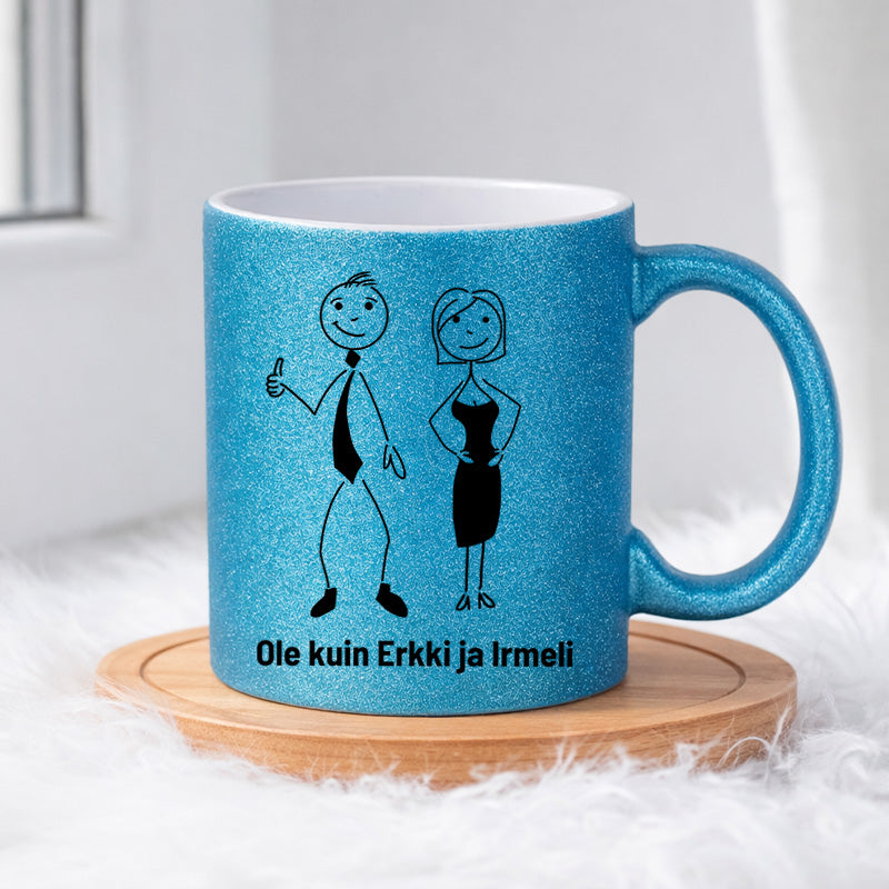 Ole kuin Erkki ja Irmeli 0018 |  Glittermuki 330ml