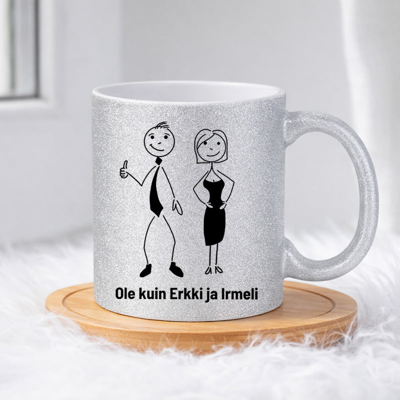 Ole kuin Erkki ja Irmeli 0018 |  Glittermuki 330ml