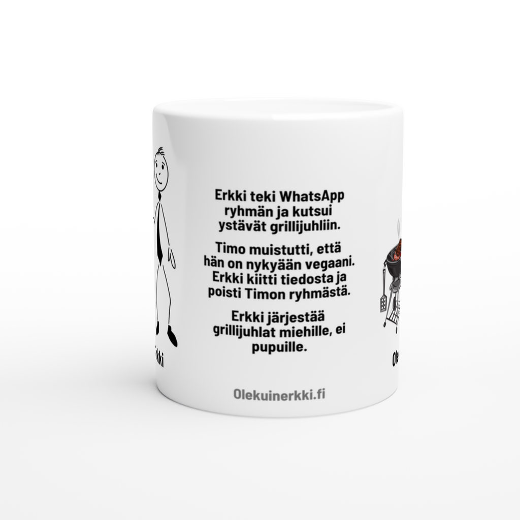 Erkki kutsui ystävät grillijuhliin 0024 | Kahvikuppi 330ml
