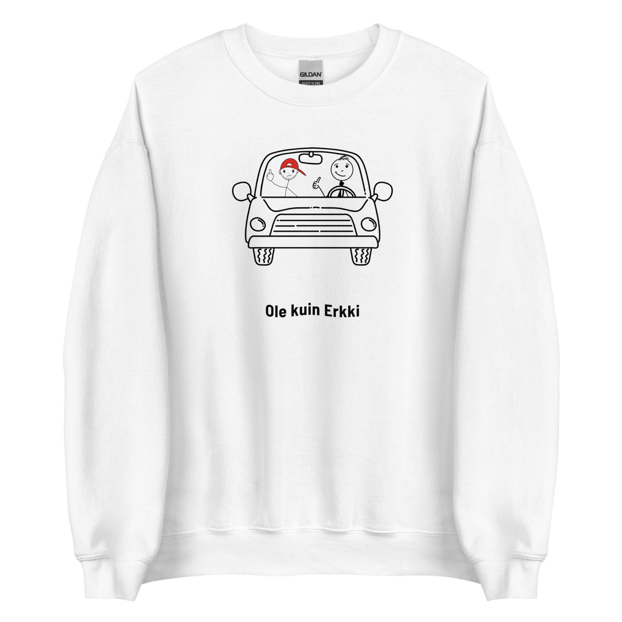 Erkki ja Jari autossa | Collegepaita